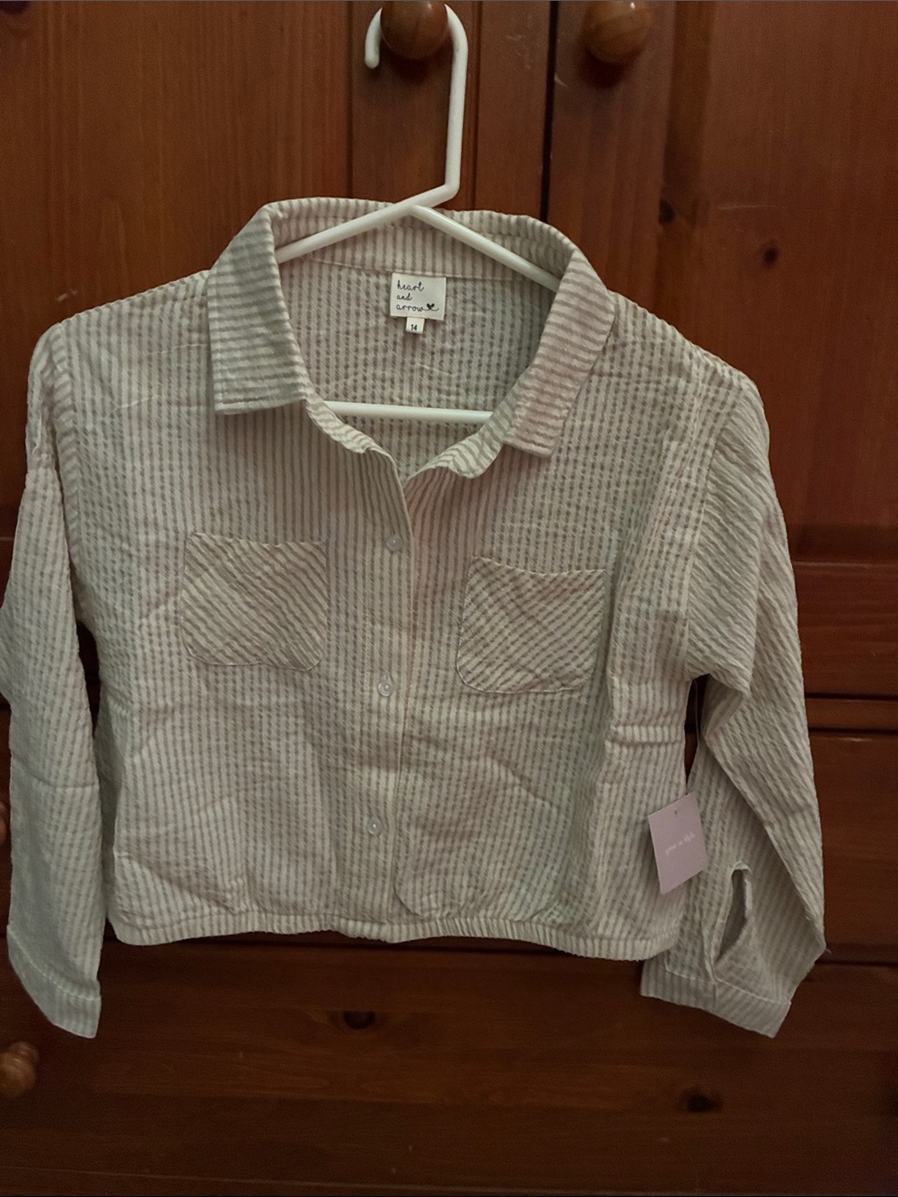 Seed Heritage Beige Striped Button-Down Kids Shirt stitch fix 14